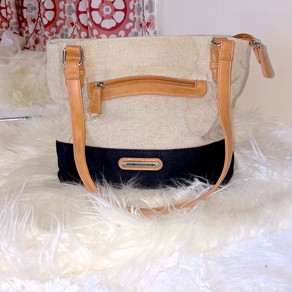 Stone Mountain Spectator Tote Bag Black and Tan Cloth - Picture 2 of 8